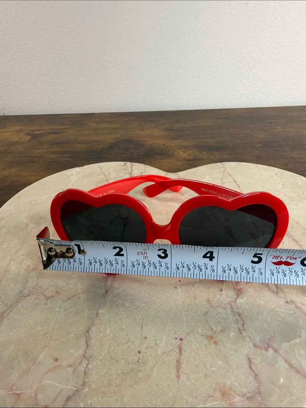 Red Heart-Shaped Sunglasses with Black Lenses